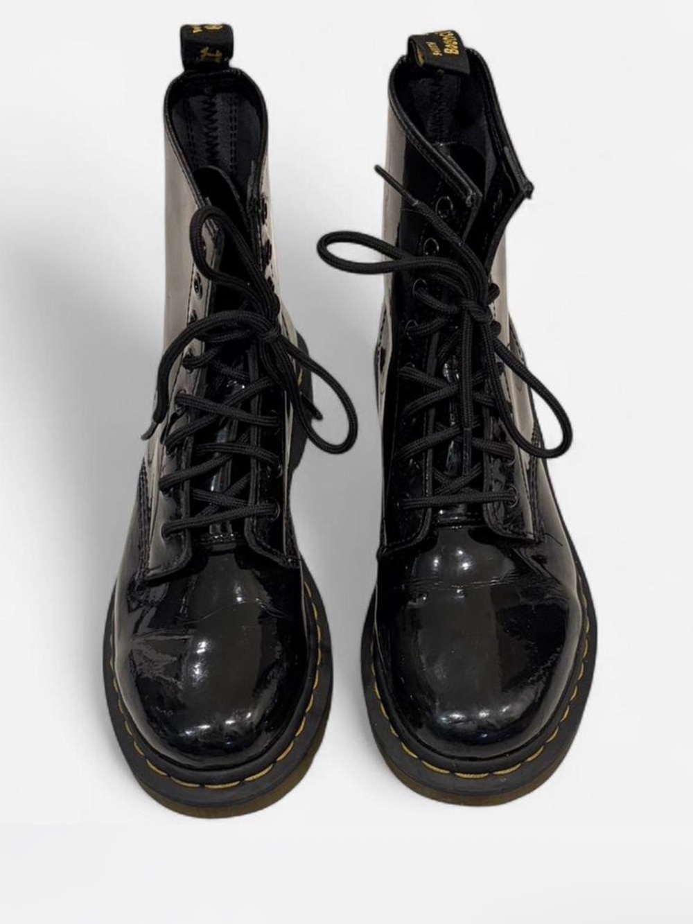 Dr. Martens Black Patent Lace-Up Combat Boots